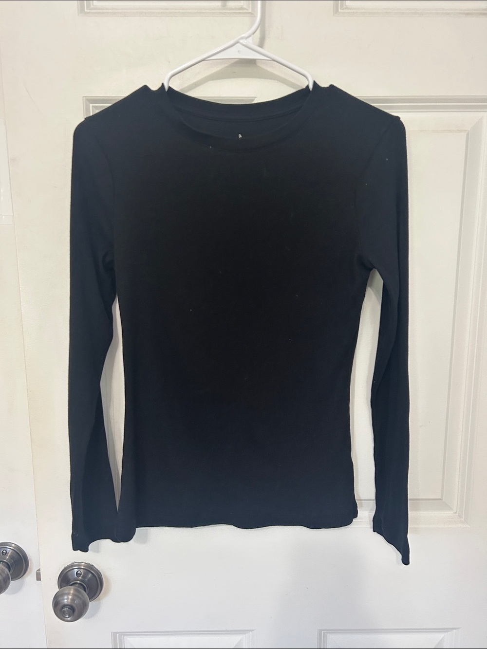 a new day Black Ribbed Long-Sleeve Crew Neck Top XS black